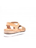 Mixed material wedge sandal