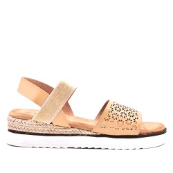 Sandalia cuña de material mixto