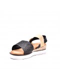 Mixed material wedge sandal