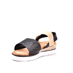 Sandalia cuña de material mixto