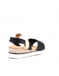 Mixed material wedge sandal