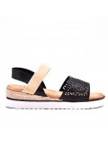Mixed material wedge sandal