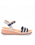 Mixed material wedge sandal