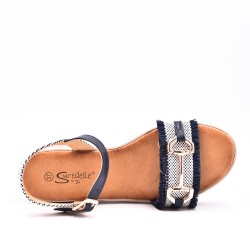 Sandalia cuña de material mixto