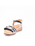 Mixed material wedge sandal