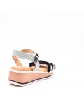 Mixed material wedge sandal