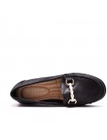 Gray imitation leather loafer with bow