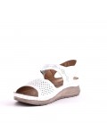 Mixed material wedge sandal