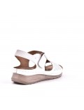 Mixed material wedge sandal