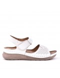 Mixed material wedge sandal