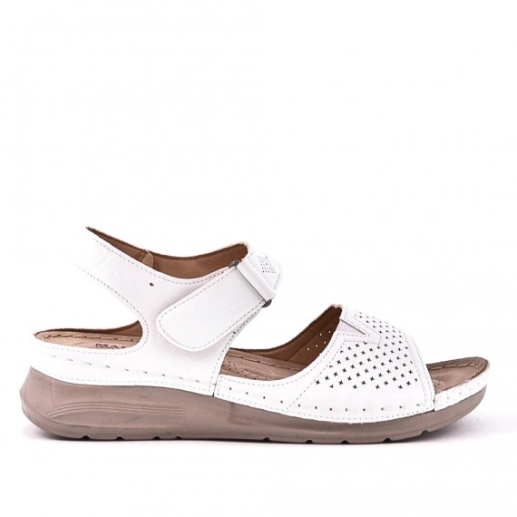 Mixed material wedge sandal