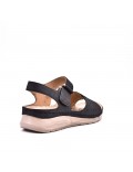 Mixed material wedge sandal