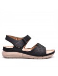 Mixed material wedge sandal