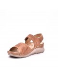 Mixed material wedge sandal