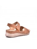 Mixed material wedge sandal