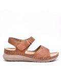 Mixed material wedge sandal