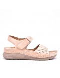 Mixed material wedge sandal