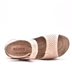 Sandalia cuña de material mixto