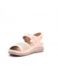 Mixed material wedge sandal