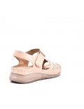 Mixed material wedge sandal