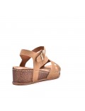 Mixed material wedge sandal