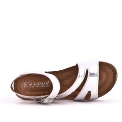 Sandale compensée en mix matières