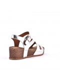 Mixed material wedge sandal