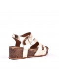 Mixed material wedge sandal