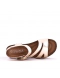 Mixed material wedge sandal