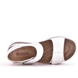 Mixed material wedge sandal