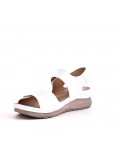 Mixed material wedge sandal