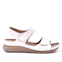 Mixed material wedge sandal
