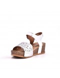 Mixed material wedge sandal