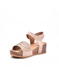 Mixed material wedge sandal