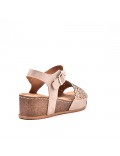 Mixed material wedge sandal