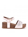 Sandale compensée en mix matières