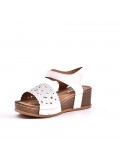 Mixed material wedge sandal