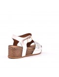 Sandalia cuña de material mixto