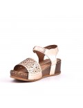 Mixed material wedge sandal