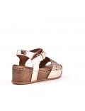 Mixed material wedge sandal