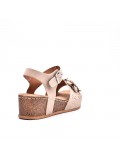 Mixed material wedge sandal