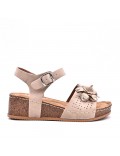 Mixed material wedge sandal