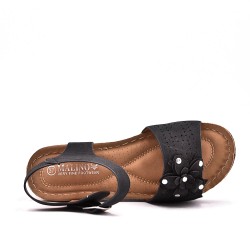 Mixed material wedge sandal