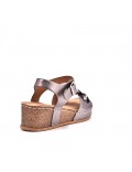 Mixed material wedge sandal