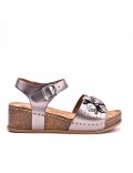 Mixed material wedge sandal