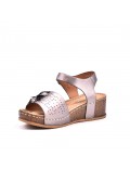 Mixed material wedge sandal