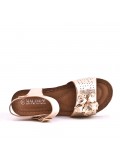 Mixed material wedge sandal
