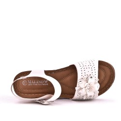 Mixed material wedge sandal