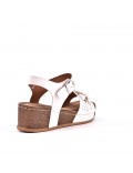 Mixed material wedge sandal