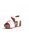 Mixed material wedge sandal